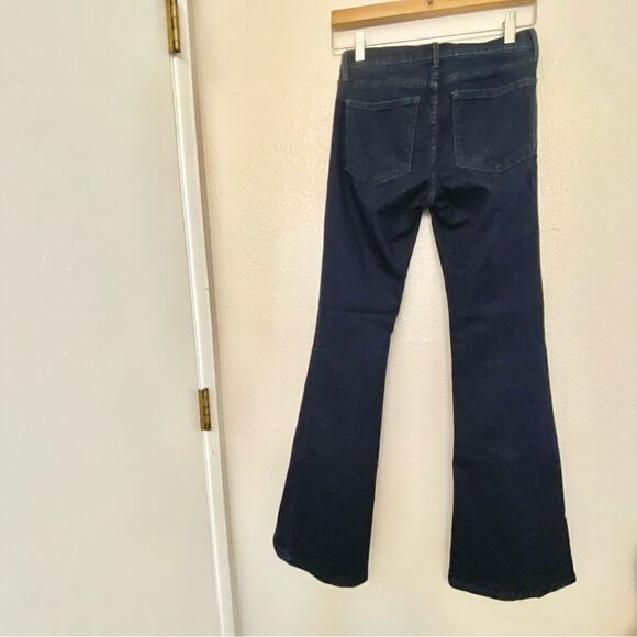 Banana Republic Dark Wash mid hi rise Bell Bottom flair leg denim jeans 25 LONG - Picture 3 of 12